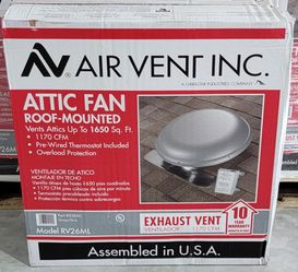 Air Vent 1170 CFM Power Attic shops Mount Ventilator Fan RV26ML 53830 Gray New