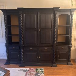 Solid Wood Black Entertainment Center