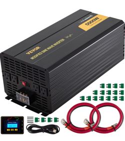 Power Inverter, 5000W Modified Sine Wave Inverter, DC 12V to AC 120V Car Converter, with LCD Remote Controller, LED Indicator, AC Outlets Inverter for