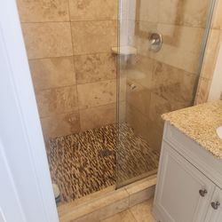 Sliding Glass Shower Doors & Rails (45 in x 69 in)