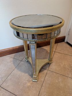 Gold Mirrored Round Side Table