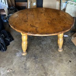 60” Solid Wood Round Farmhouse Dining Table – 2” Thick Top