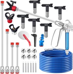 22Pcs Airless Paint Sprayer Gun Kit & 50Ft x 1/4“ NPT Hose, 3600PSI -NEW (3019/13)