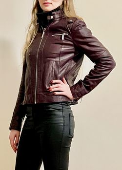 Genuine leather dark burgundy jacket