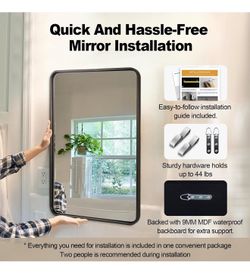 Brand New Andy Star Brushed (22in X 30in) Bronze Bathroom Mirror, 22X30’’ Bronze Mirrors for Wall, Rounded Rectangle Mirror for Bathroom Vanity Metal 