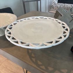 Two ivory porcelain bakery stands … 14” round & 15” round- One-William Sonoma.  $60  for both