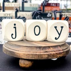 Joy Wood Blocks, Tiered Tray Decor