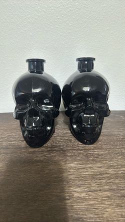 Black Halloween Skull Glass Bottles $10 each