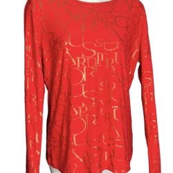 Nygard Collection Size Small long sleeve sport logo top red and