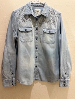 American Eagle Outfitters Studded Denim Shirt Size L