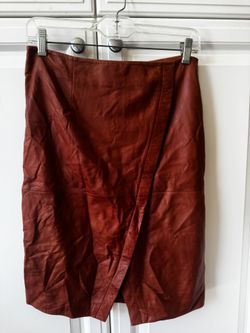 Nordstrom Chestnut brown midi leather skirt - size 4
