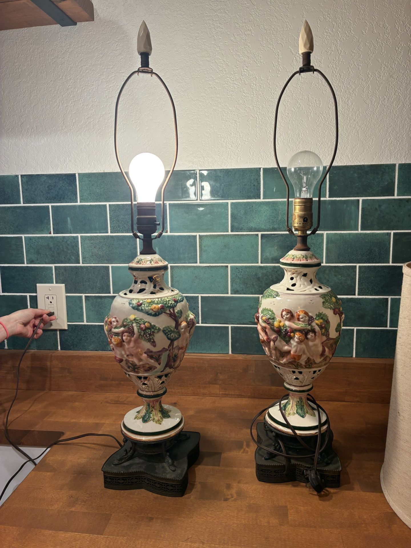 Antique Capodimonte lamps