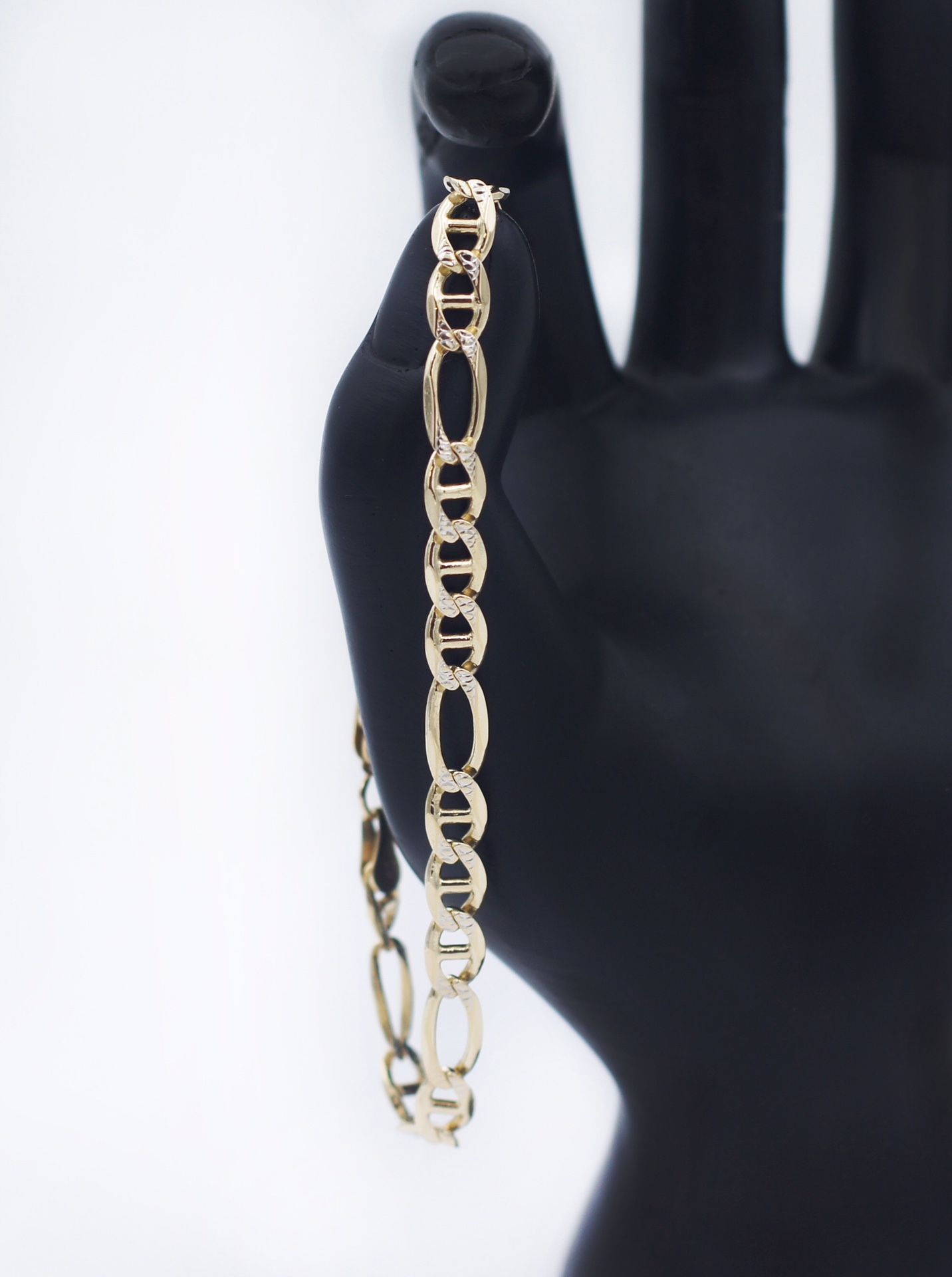 14K Gold 6mm Gucci Paved Link Chain Bracelet, 8" in Length and Only $465