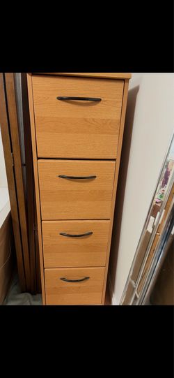 Tall 4-Drawer Wood Chest Filing Cabinet