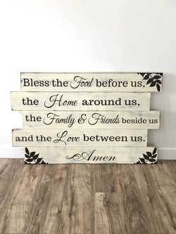 Bless The Food Before Us Wood Sign