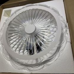 Brand new 19.7" Ceiling Fans with Remote, 3-Color LED Light Flush Mount Fan Chandelier with Light for Restaurant Bedroom Living Room (White)