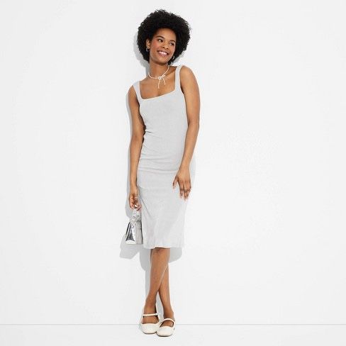 target women square neck midi dress wild fable grey