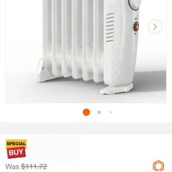 700W White Oil-Filled Electric Radiator Space Heater – Open Box – Adjustable Thermostat – Original Price $112
