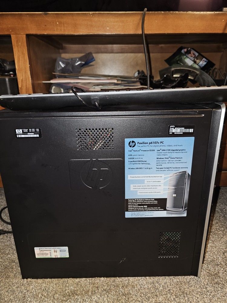 Computer tower and keyboard