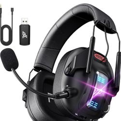 Wireless Gaming Headset for PS5, PS4, PC, USB Over Ear Gaming Headphones with Noise Canceling 