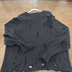 Zara TEXTURED RIPPED SWEATER sz L