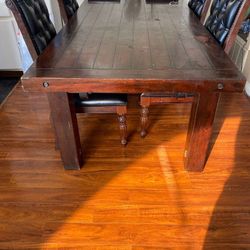 Rare Formal Dining Table Set (Expandable!) + 8 Tufted Dining Chairs