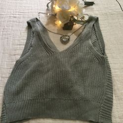 Sage Color Crochet Crop Top