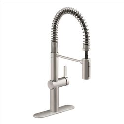 Kohler Haku Semi-Professional Kitchen Sink Faucet (Model R38475-LVS) in stainless steel.