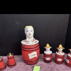 Vintage Regal China Cereal Container, Salt & Pepper Shakers and Spice Jars