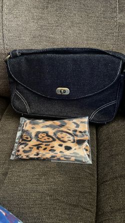 Nice Jean material dark blue with leopard scarf