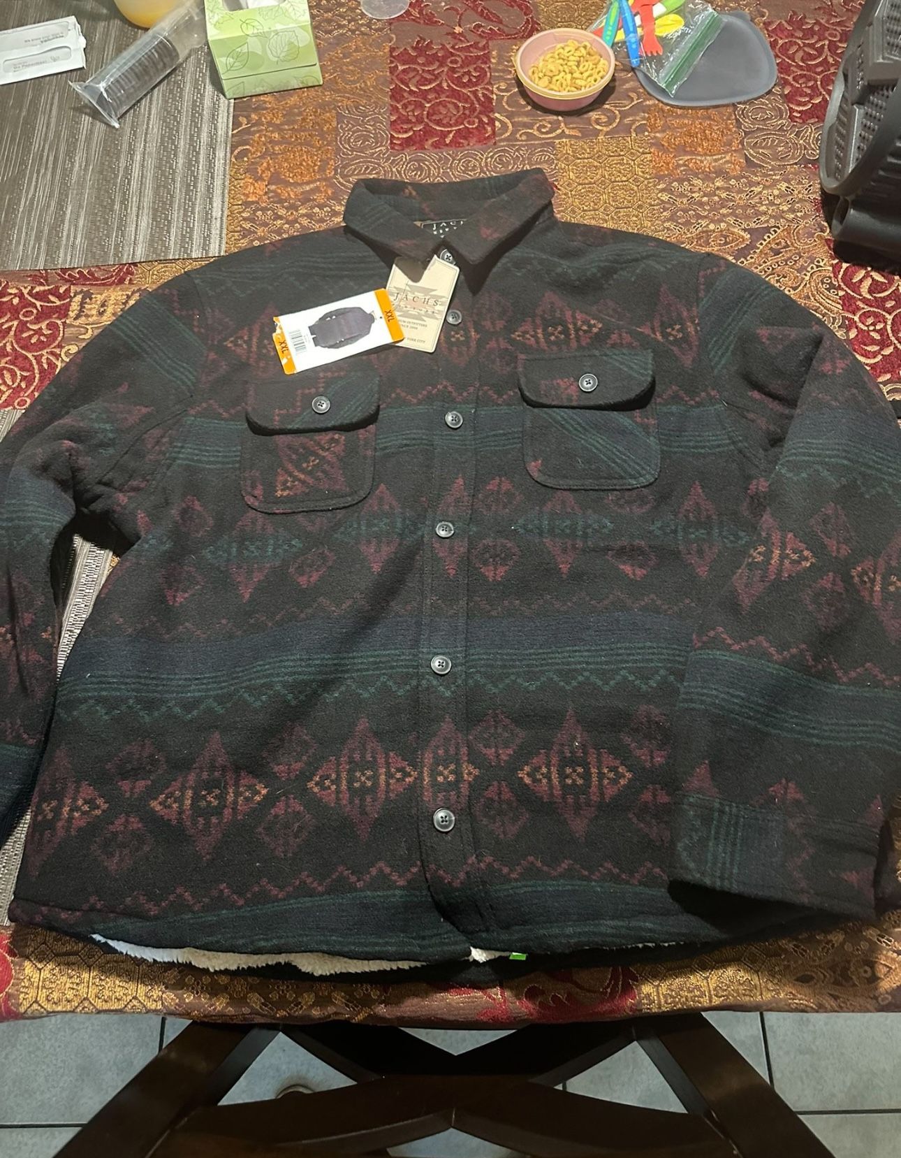 Jachs sherpa lined wool blend shirt jacket