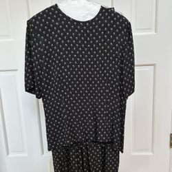 Vintage Prophecy Set – Shirt & Skirt (Black & White Floral)