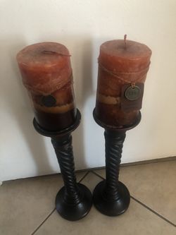Tall candle holder with candles