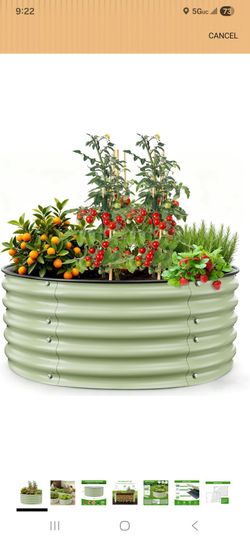 Raised Garden Bed Metal Planter 3.5ft Round Galvanized Vegetable Box