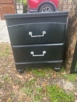 Black 2-Drawer Nightstand / End Table with Storage