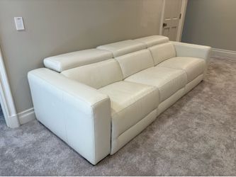 White Leather Large Reclining Sofa