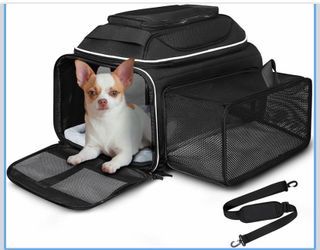 Top and Side Expandable Pet Carrier 18x13x9.5 Inches Southwest Airline Approved, Soft-Sided Carrier for Small Cats and Dogs with Locking Safety Zipper
