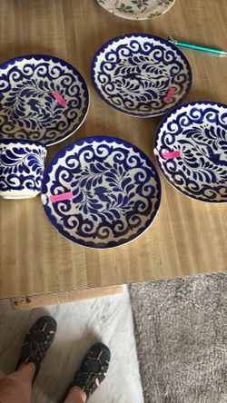 Plates Mexico. Blue white dinnerware