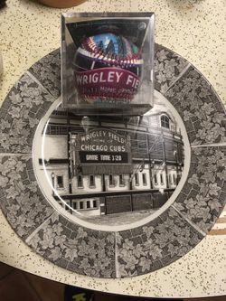 Wrigley field ball and plate $100.00 for both