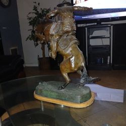 Cowboy Statue Solid Bronze 