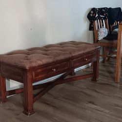Wood And Leather Bench