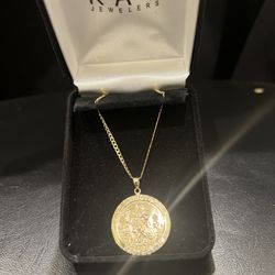 men 14k gold 20” necklace w/ gold pendant