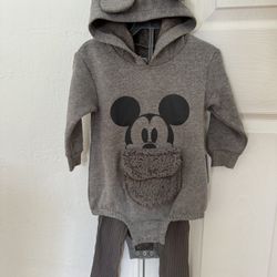 Mickey Mouse Hooded Bodysuit &Pants 