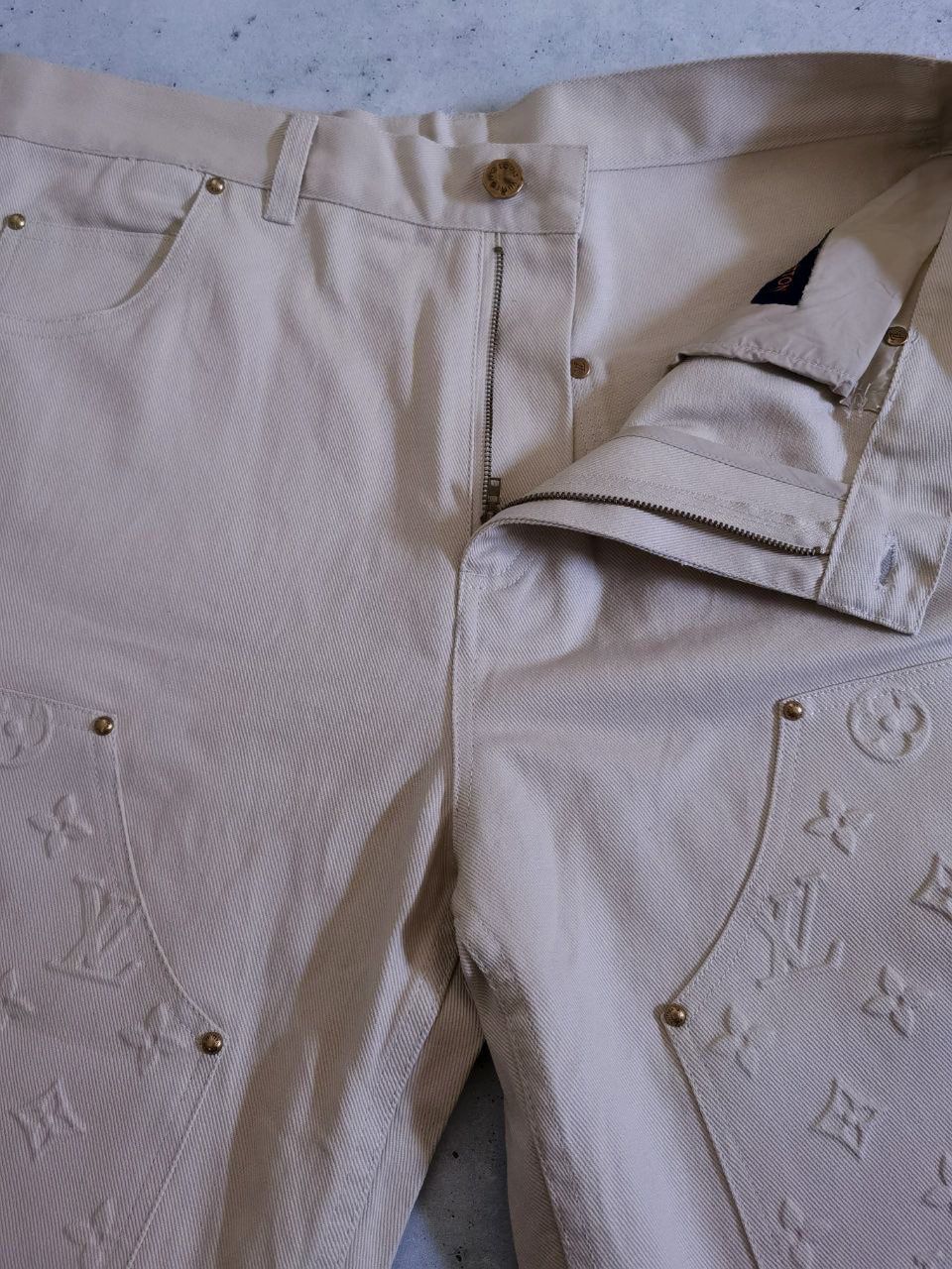 Louis Vuitton Monogram Workwear Denim Carpenter Pants, White, 38