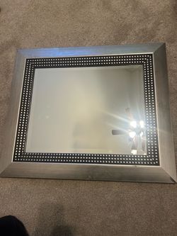 Silver Framed Wall Mirror with Studded Detail