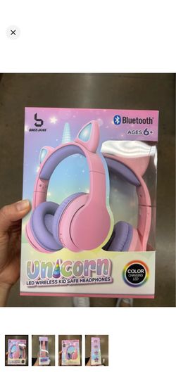 NWT Bluetooth Unicorn LED wireless kids safe Headphones