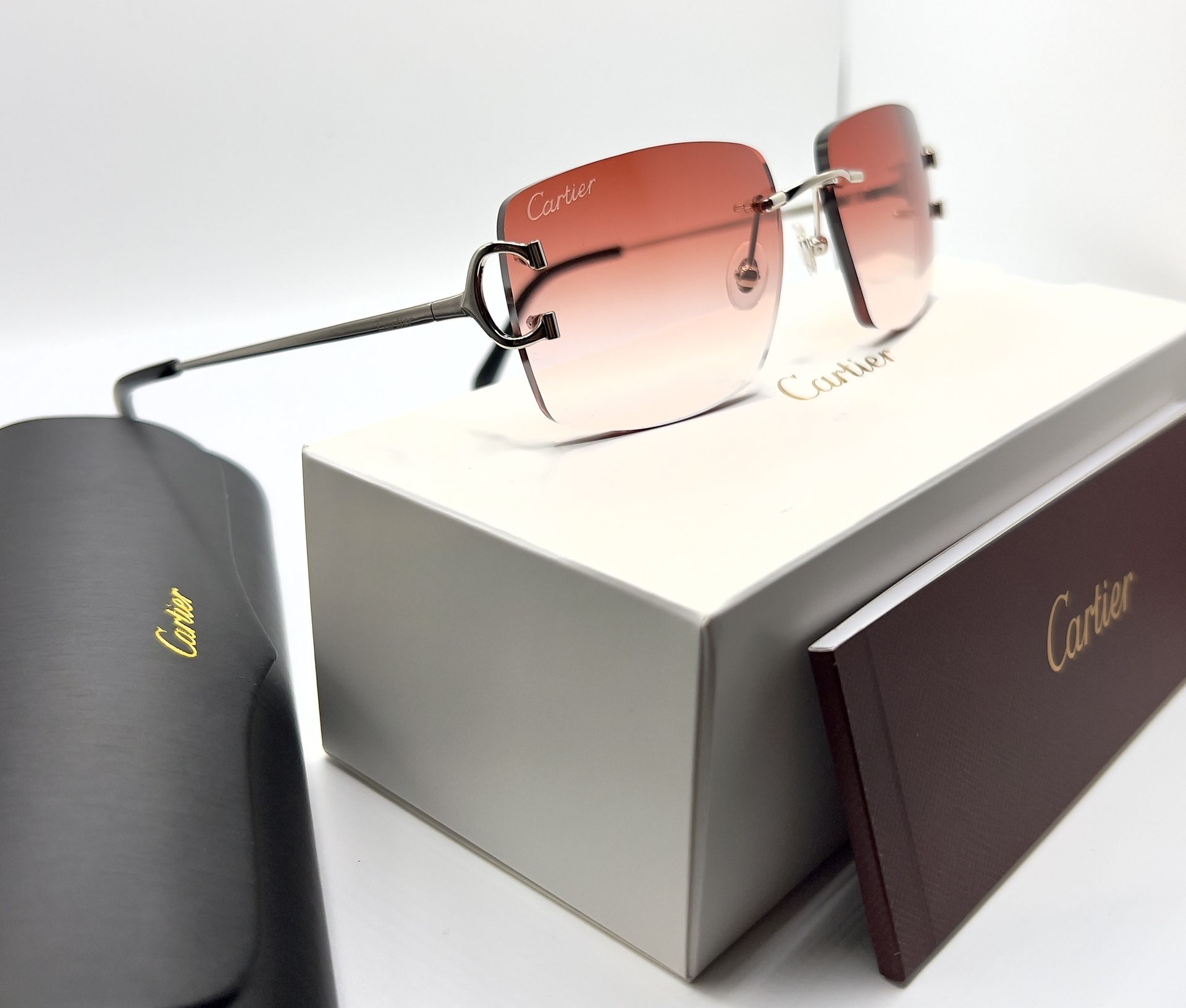 Cartier Big C Platinum/Red Buffs Buffalo Horn Buffs Glasses PRICE FIRM