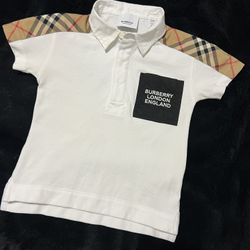Burberry Toddler Short Sleeve Half Button Up 