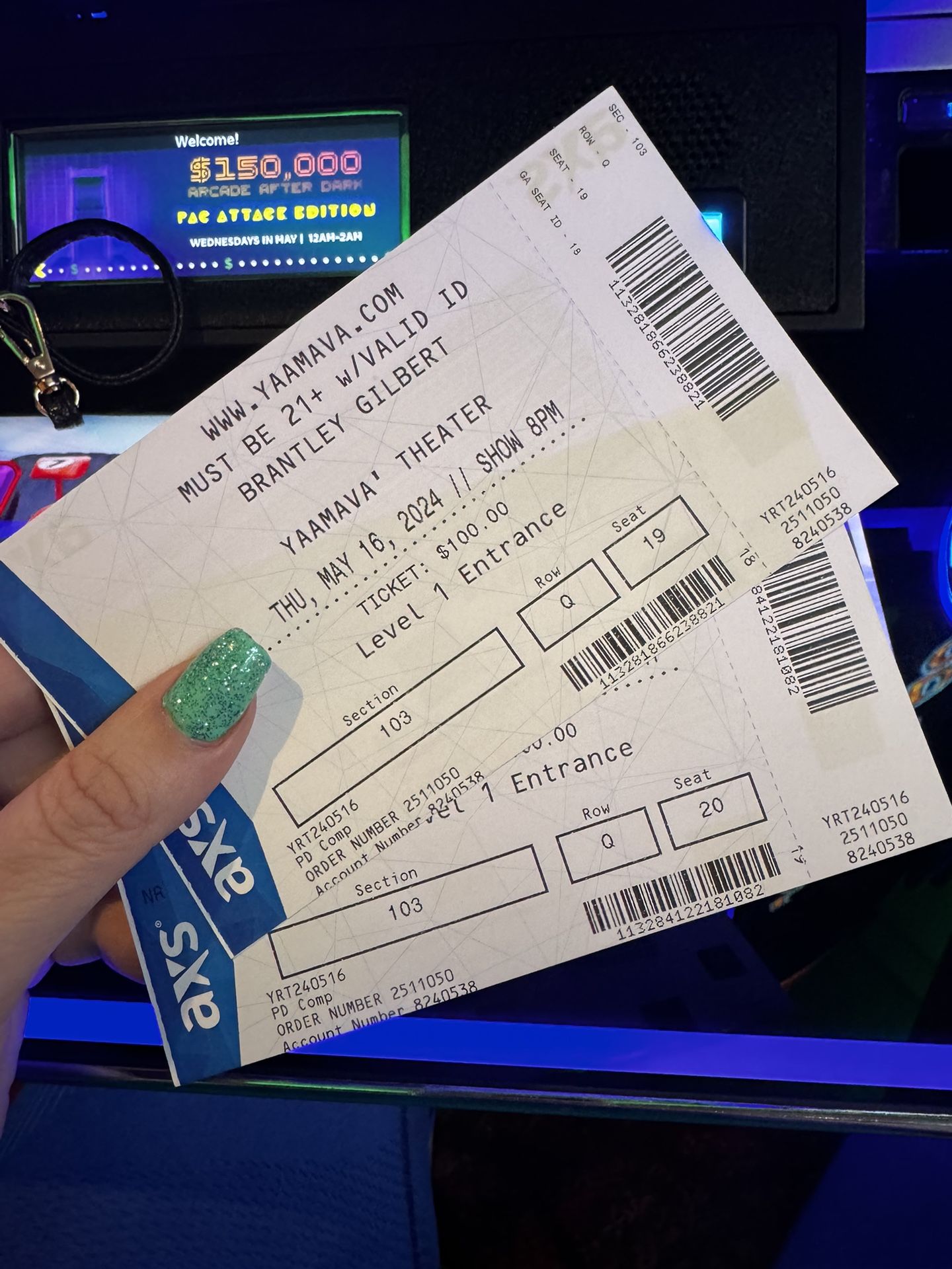 2 Tickets To Brantley Gilbert Section 103 Tonight !!!! Yamava $120 For Both