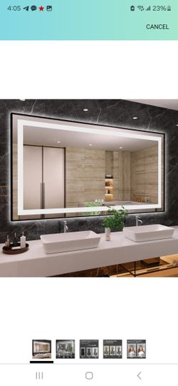 72"x 40" LED Bathroom Mirror Framed, Front Light and Backlit, Stepless Dimmable, Anti-Fog, Shatter-Proof, Memory, 3 Colors, Double LED Vanity Mirror

